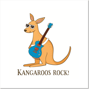 Kangaroos Rock, Funny Cute Kangaroo Australian Posters and Art